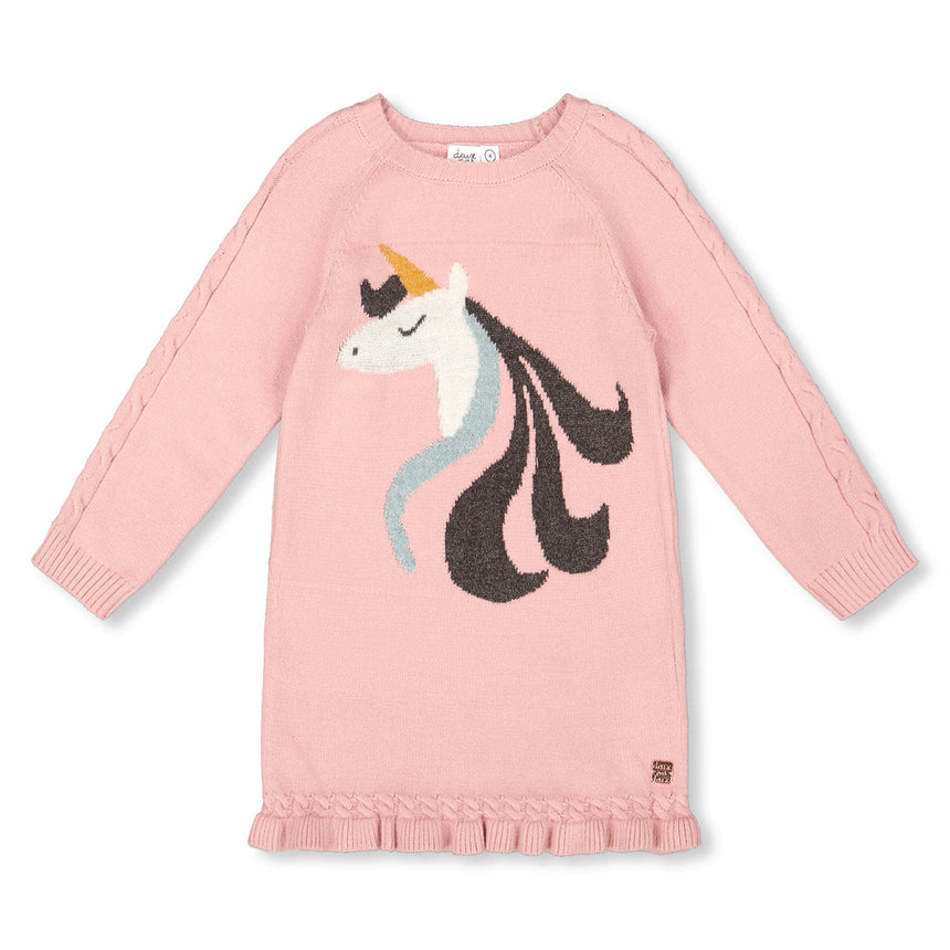 Robe Tricot Licorne 7-10ans-Deux par Deux-Rose-7-2X2-H20KT85-650C-CLÉMENT