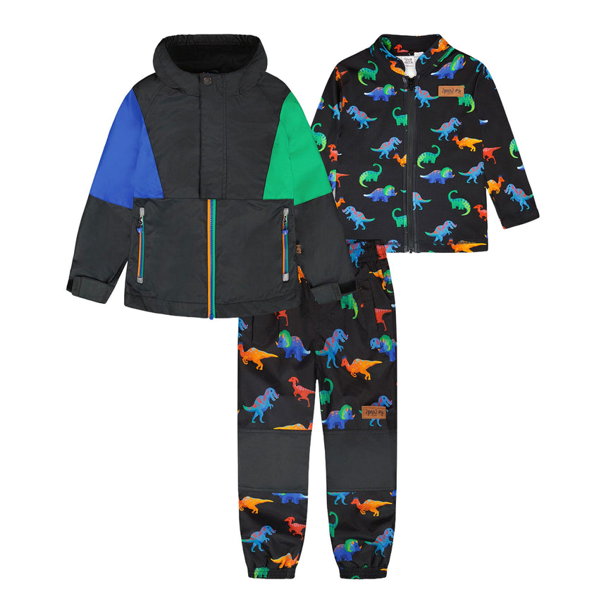 Ensemble Extérieur 3-en-1 Dinos 12-24mois-Deux par Deux-Noir-12 m-2X3-H30W56-999A-CLÉMENT