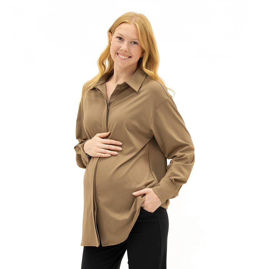 Chemise Classique Maternité-Bella Maternite-Taupe-XS-BEA-2258978C-TAU-CLÉMENT