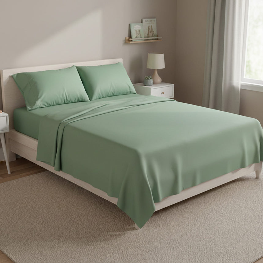 Ensemble Draps pour Lit Double - Vert-Cathay Home-CAH-DBSS-GREEN-CLÉMENT