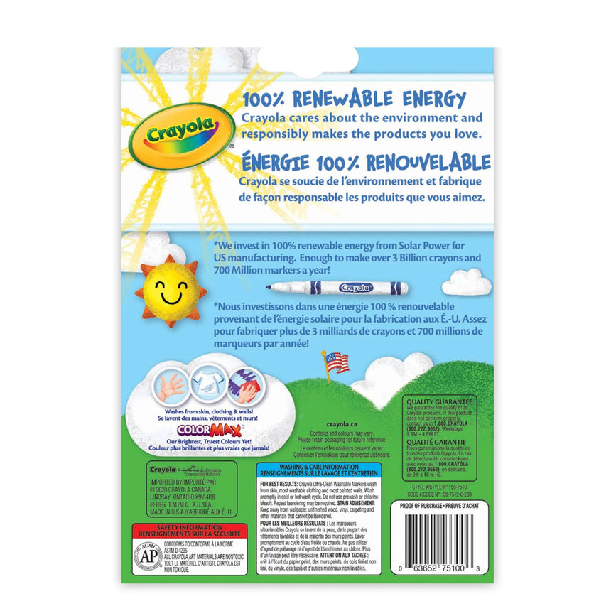 Crayons Ultra-Clean (12) Lavables Pointes Fines-Crayola-CRL-587510C009-CLÉMENT