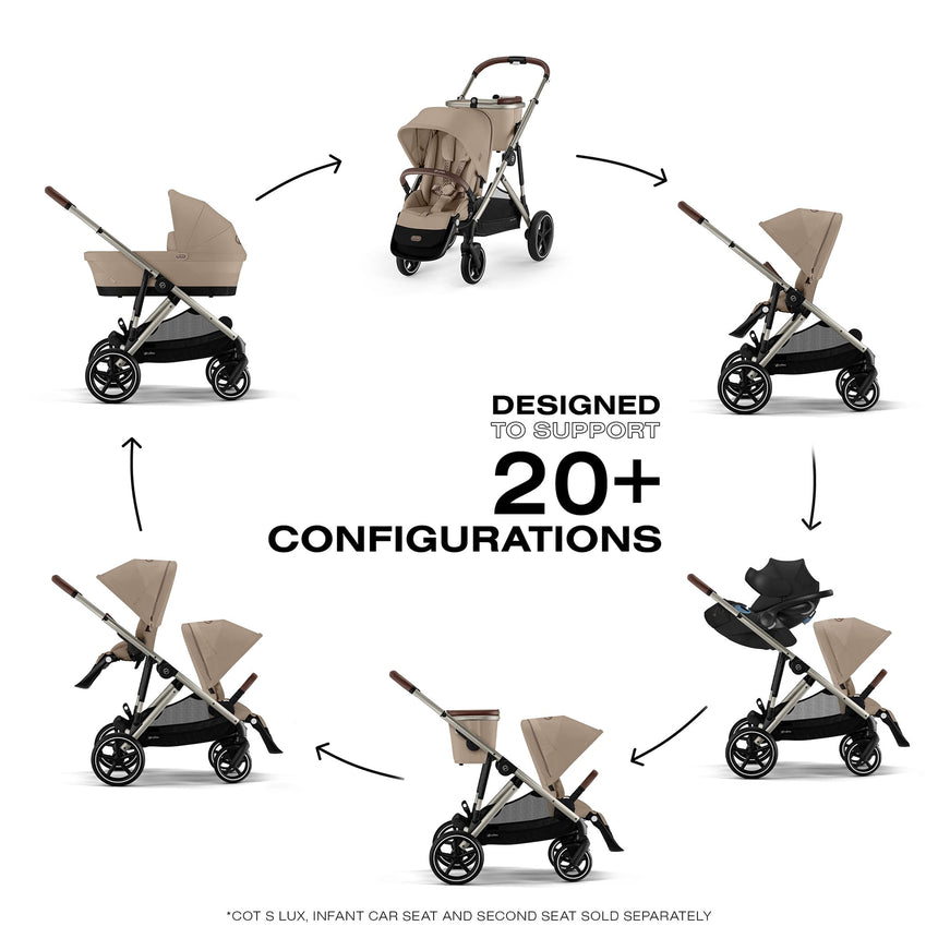 Poussette Gazelle S – Châssis couleur Taupe avec siège Amande/Beige-Cybex-CYB-522005249-CLÉMENT