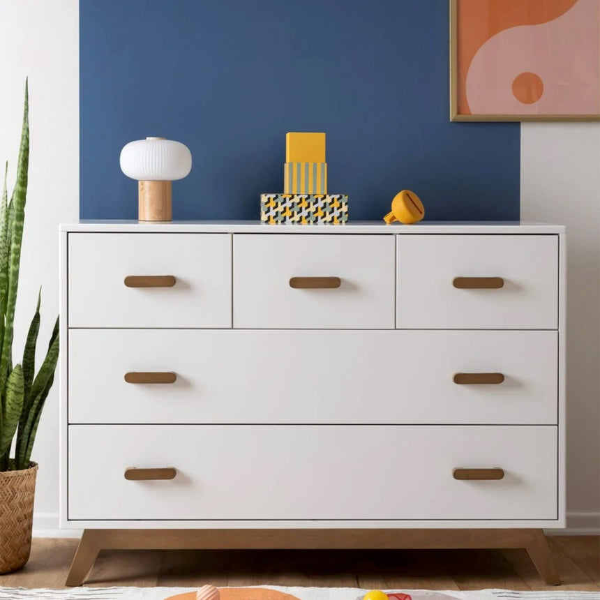 Commode 5 tiroirs Soho - Blanc / Noyer-Dadada Baby-DDD-412208-CLÉMENT