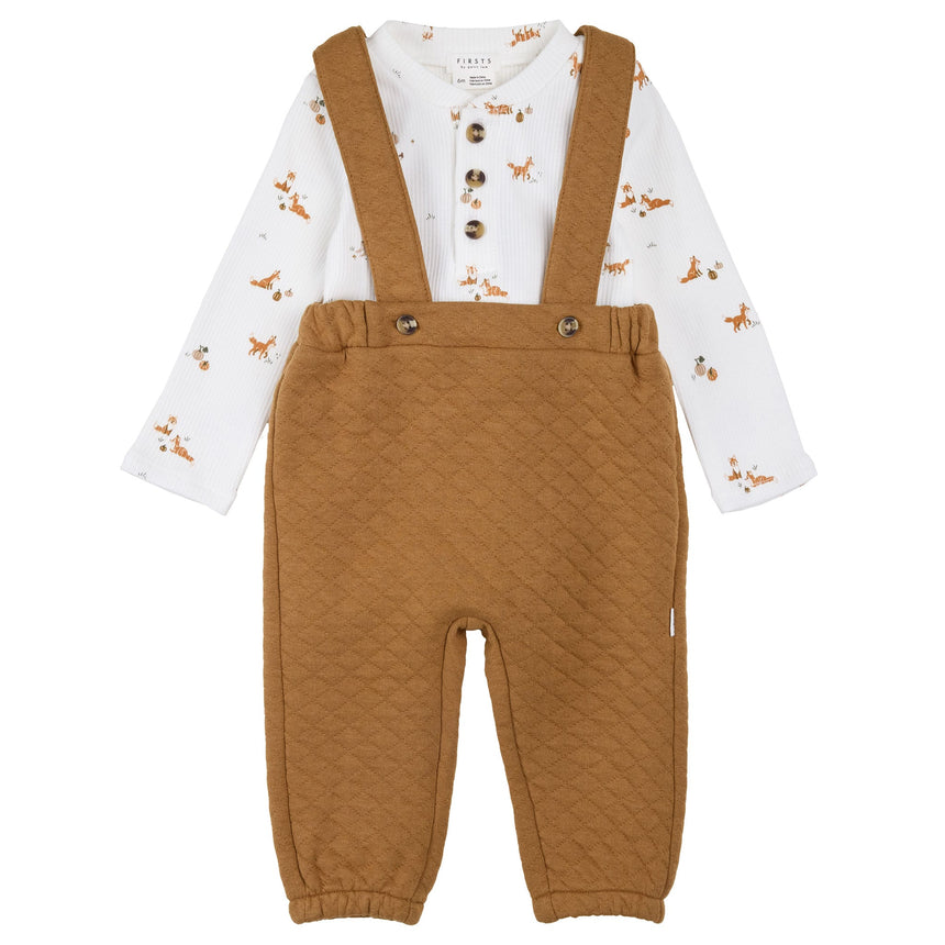 Ensemble Salopette Citrouilles 3-24mois-Firsts par Petit Lem-Brun-3 m-FIT-26FGW34E18-CLÉMENT