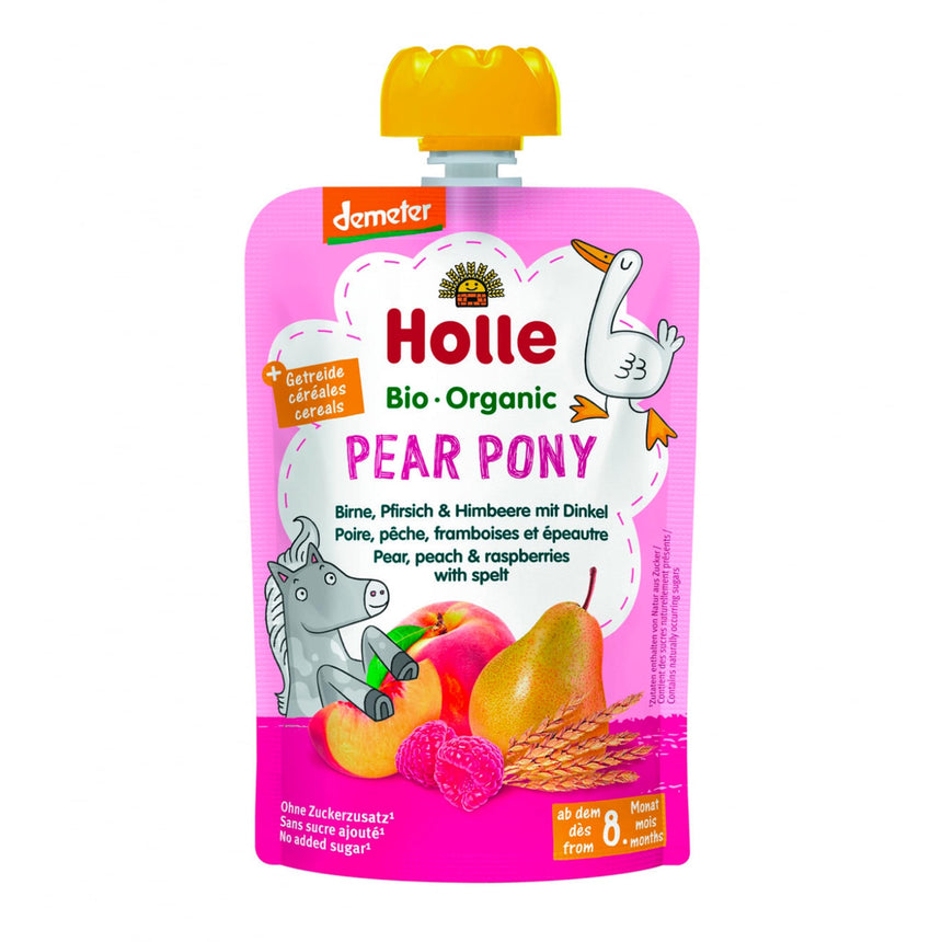 Purée Bio - Pear Pony - Poire, Pêche, Framboises & Épeautre (À partir de 8 mois)-Holle-HLL-HF2-CLÉMENT