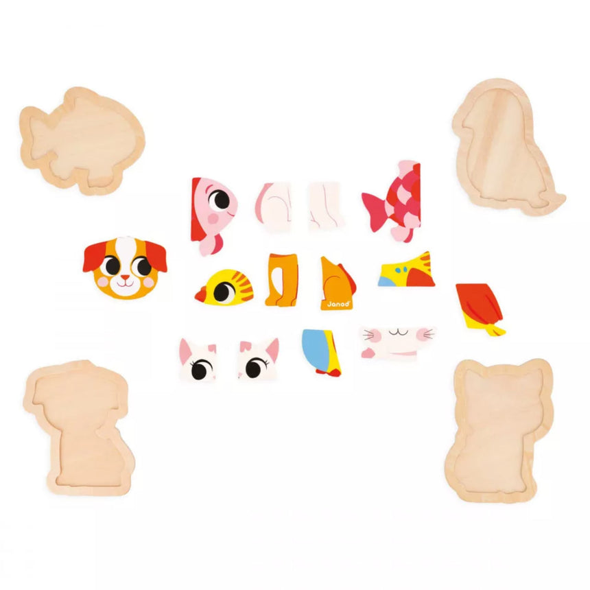 Casse-Tête Évolutifs en Bois (4) - Animaux de Compagnie-Janod-JAD-J07115-CLÉMENT