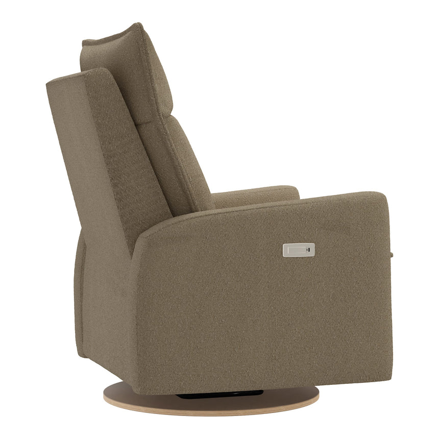 Grand Fauteuil Berçant et Pivotant Arya avec Mécanisme Électrique - Tissu Anti-tache Tessa Mocha-Jaymar BB-JAM-526-MOCHA606-CLÉMENT