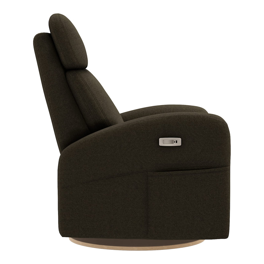 Grand Fauteuil Berçant Inclinable Pivotant Hailey avec Mécanisme Électrique - Tissu Anti-tache Mojo Espresso-Jaymar BB-JAM-527-ESPRE006-CLÉMENT