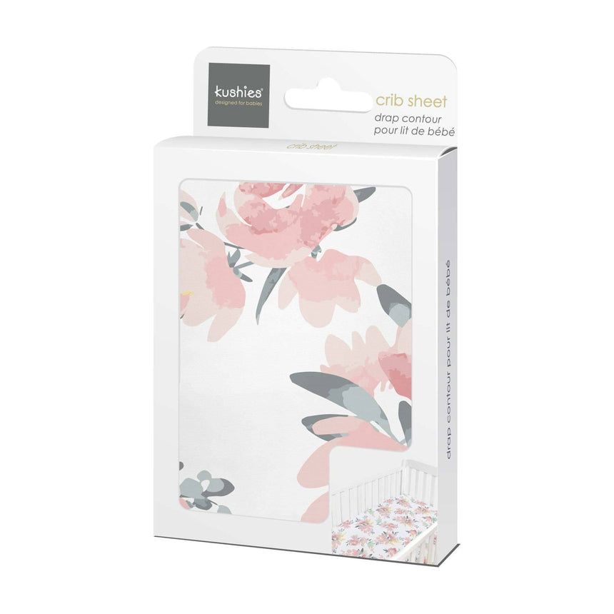 Drap Contour pour Lit de Bébé - Percale Fleurs-Kushies-KUS-S730-200-CLÉMENT