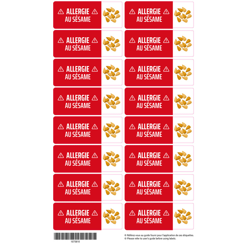 Étiquettes Allergie - Sésame-Clement - Impressions-LAB-ECALL-SESAME-CLÉMENT