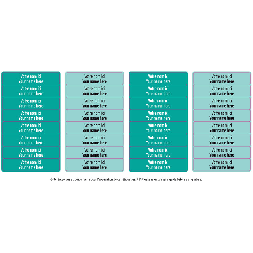 Étiquettes Personnalisées Mini - Turquoise-Clement - Impressions-LAB-ECMINI-TURQU-CLÉMENT