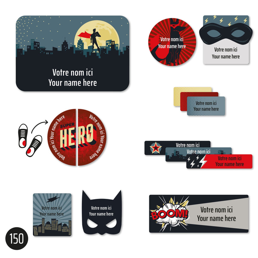 Étiquettes Essentiel - Super-héros-Clement - Impressions-LAB-ECNOM-HEROS-CLÉMENT