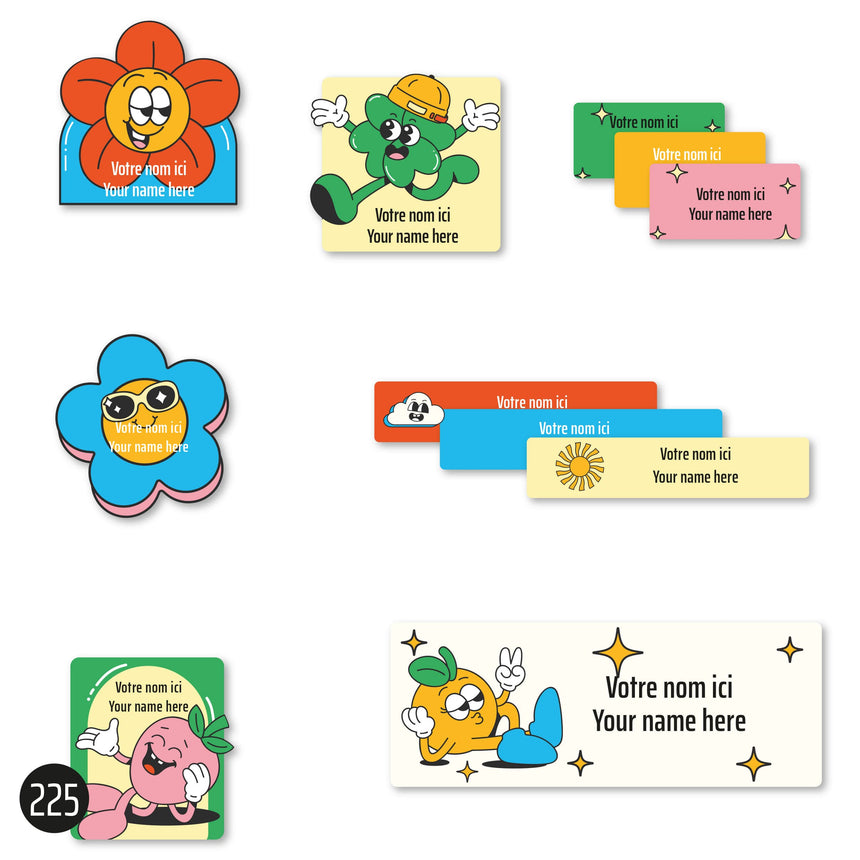 Étiquettes Scolaire - Rétro-Clement - Impressions-LAB-ECNOM-S-RETR-CLÉMENT