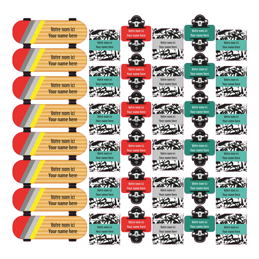 Étiquettes Scolaire - Skateboard-Clement - Impressions-LAB-ECNOM-S-SKAT-CLÉMENT