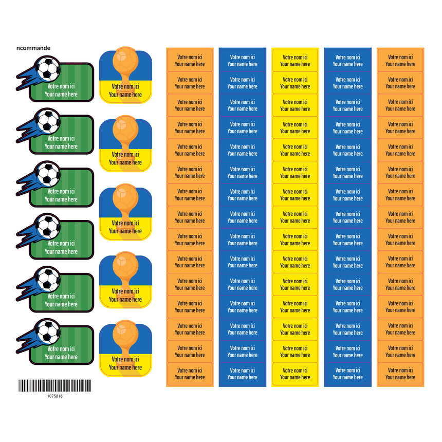 Étiquettes Scolaire - Soccer-Clement - Impressions-LAB-ECNOM-S-SOCC-CLÉMENT