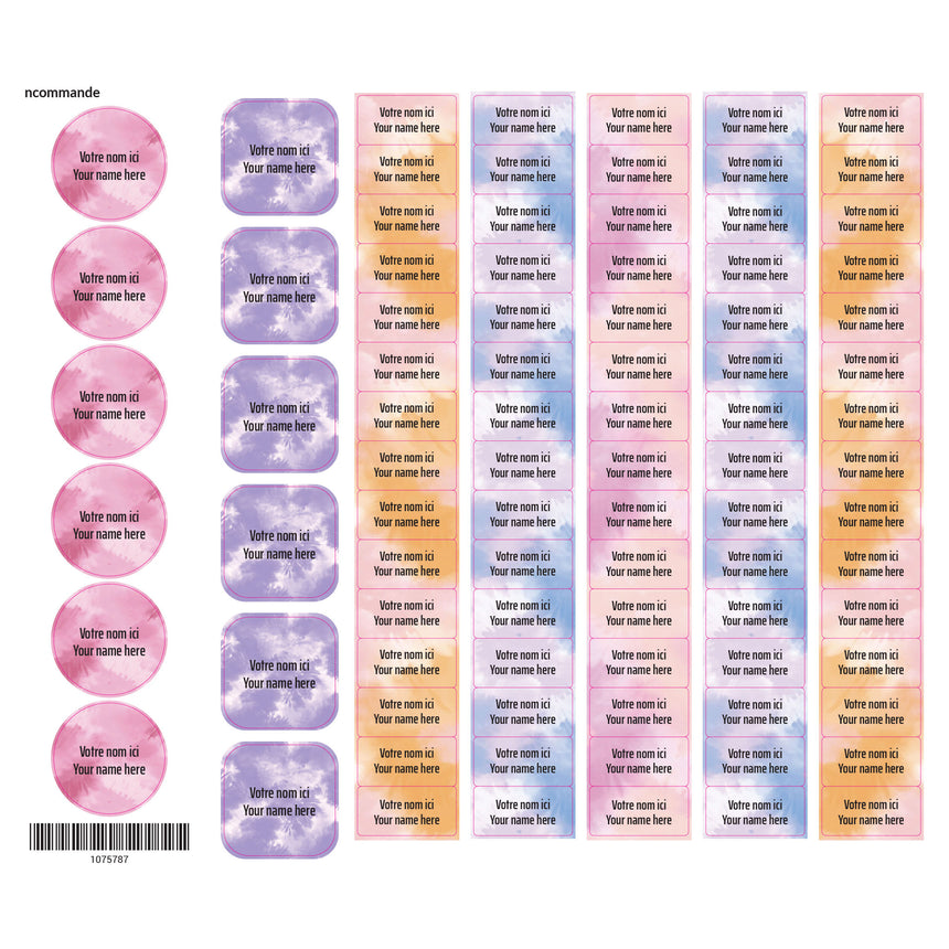 Étiquettes Scolaire - Tie-Dye 1-Clement - Impressions-LAB-ECNOM-S-TIE1-CLÉMENT