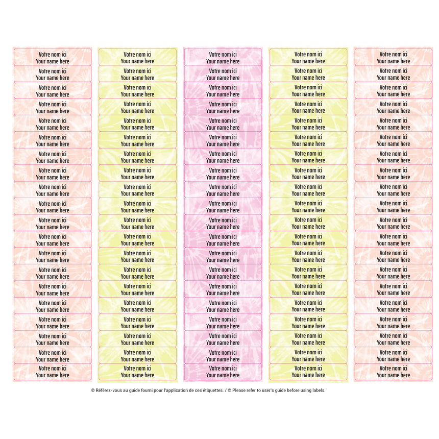 Étiquettes Scolaire - Tie-Dye 1-Clement - Impressions-LAB-ECNOM-S-TIE1-CLÉMENT