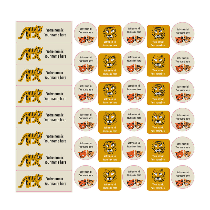 Étiquettes Scolaire - Tigres-Clement - Impressions-LAB-ECNOM-S-TIGR-CLÉMENT