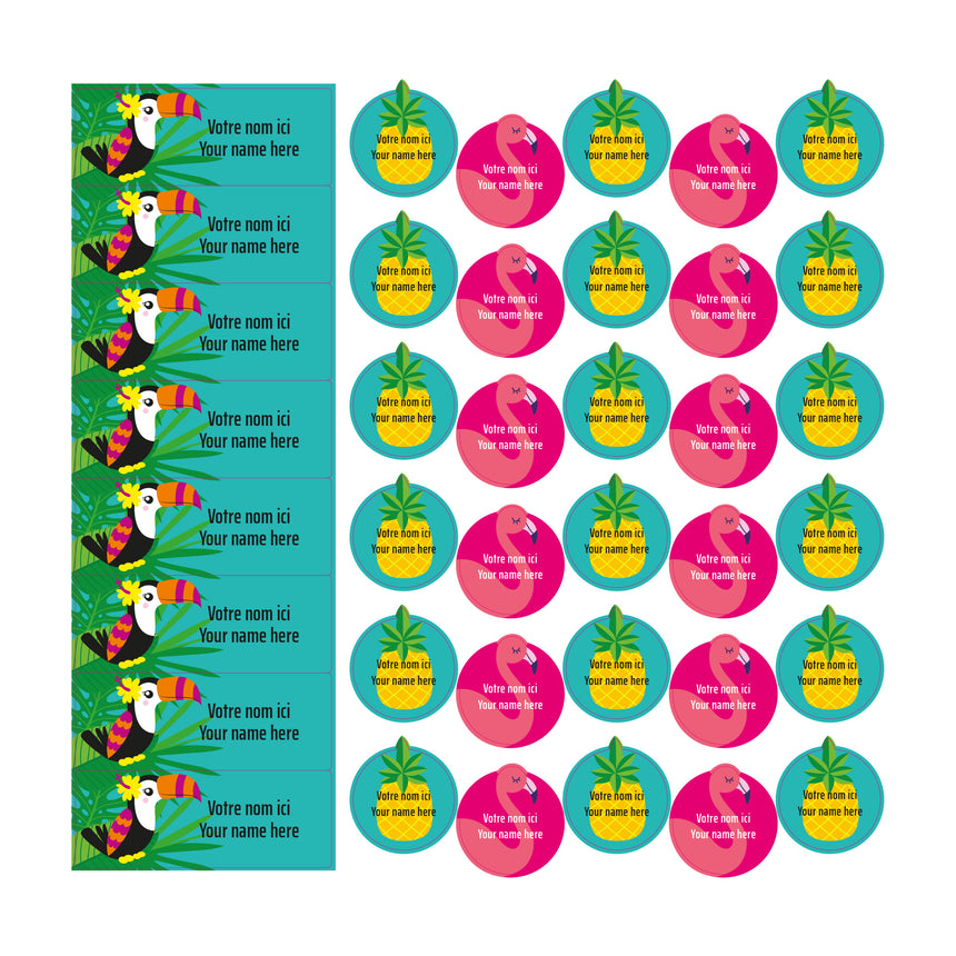 Étiquettes Scolaire - Tropical-Clement - Impressions-LAB-ECNOM-S-TROP-CLÉMENT