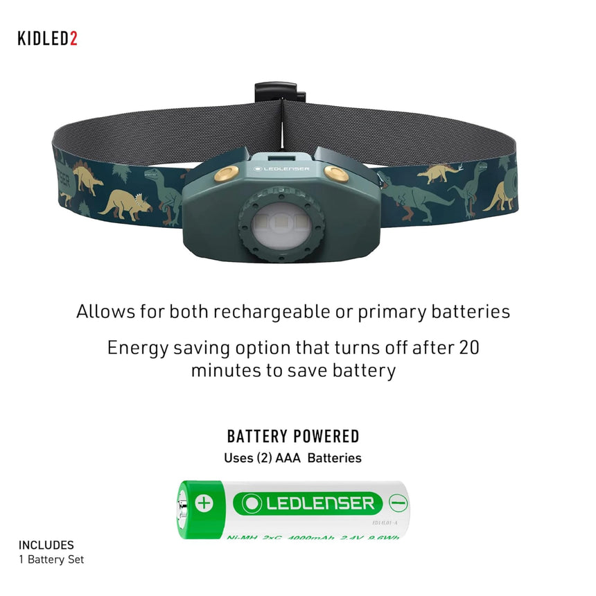 Lampe Frontale Kidled2 - Dinosaur Vert-Ledlenser-LED-502537-CLÉMENT