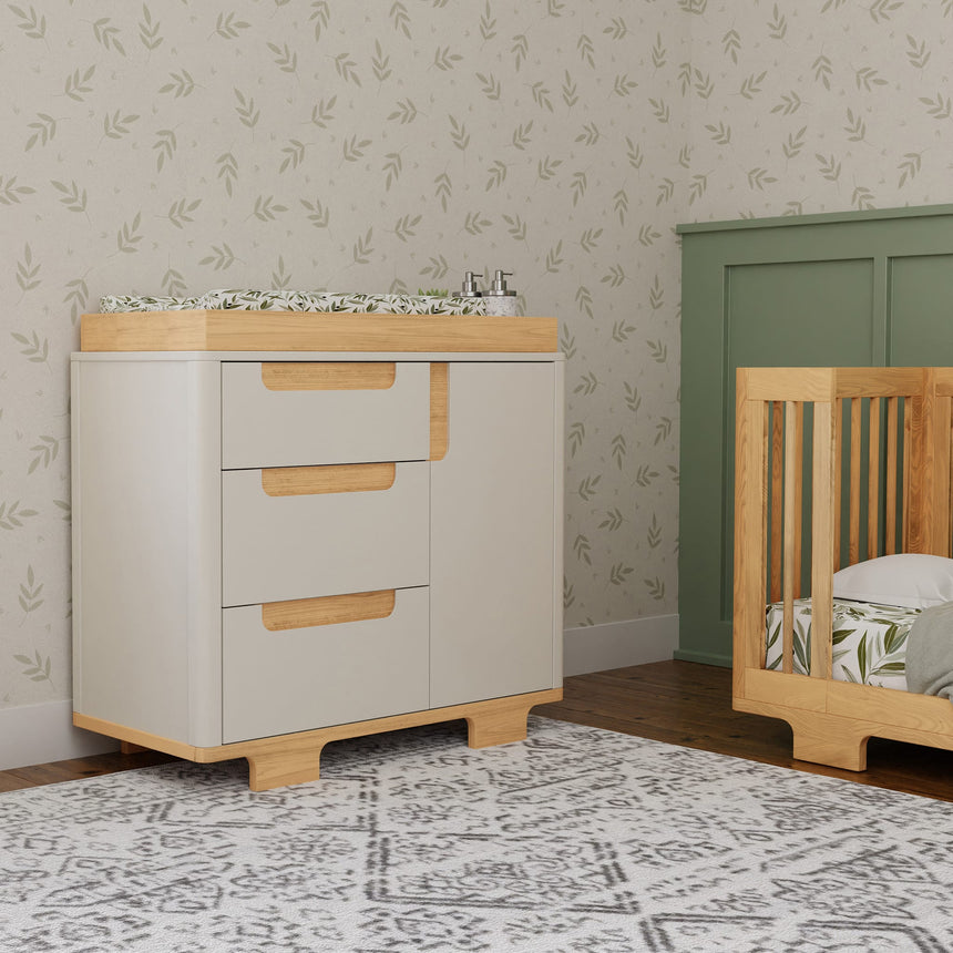 Meuble à Langer 3-Tiroirs Yuzu - Blanc / Naturel-Babyletto-LET-M23423WN-CLÉMENT