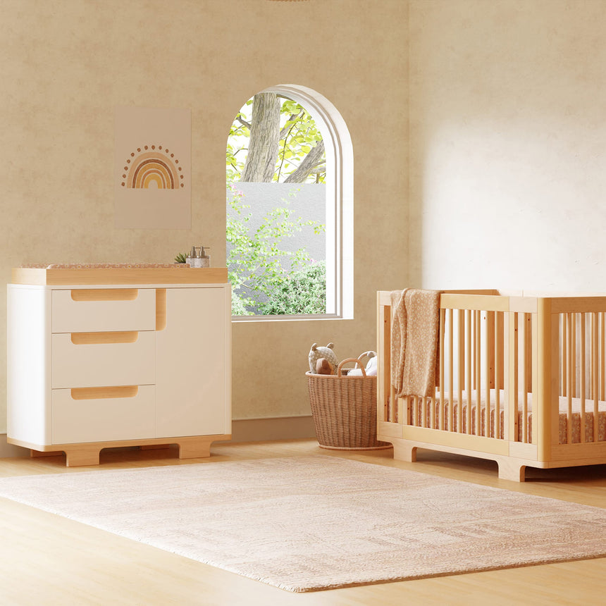 Meuble à Langer 3-Tiroirs Yuzu - Blanc / Naturel-Babyletto-LET-M23423WN-CLÉMENT