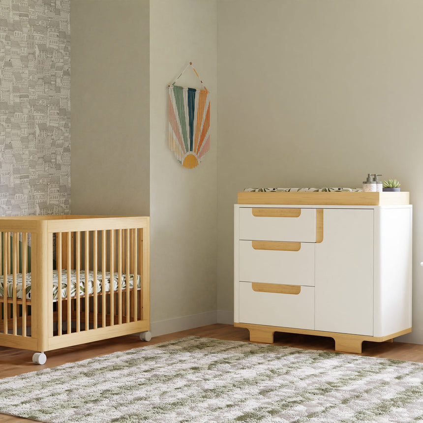 Meuble à Langer 3-Tiroirs Yuzu - Blanc / Naturel-Babyletto-LET-M23423WN-CLÉMENT