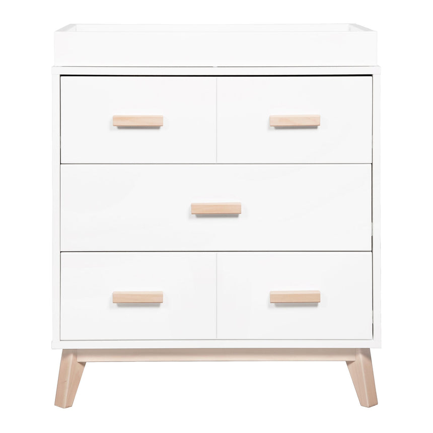 Meuble à Langer 3 Tiroirs Scoot - Blanc / Naturel Lavé-Babyletto-LET-M5823WNX-CLÉMENT