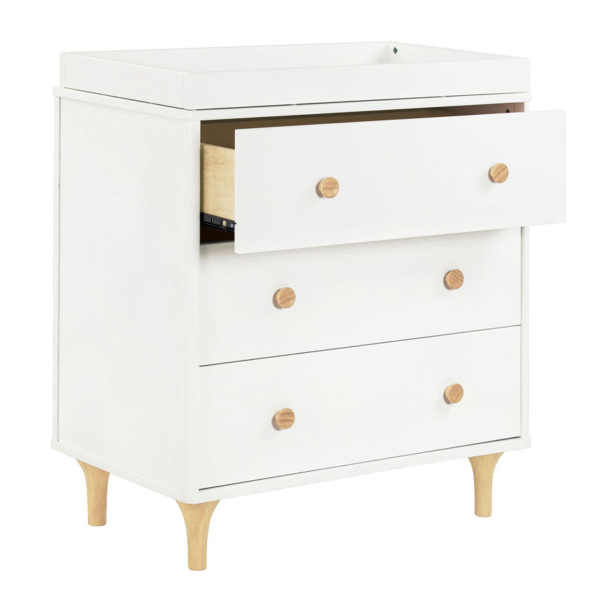 Meuble à Langer 3 Tiroirs avec Plateau Amovible Lolly - Blanc / Naturel-Babyletto-LET-M9023WN-CLÉMENT