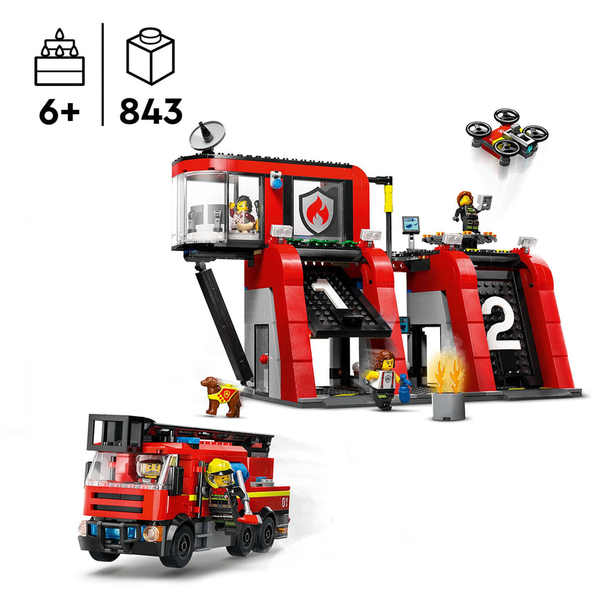 LEGO® City La caserne et le camion de pompiers-LEGO®-LGO-60414-CLÉMENT