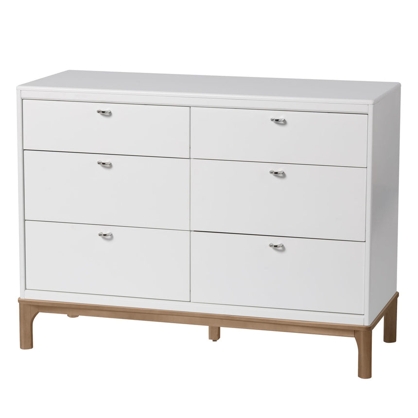 Commode 6 Tiroirs Laurel - Blanc/Noyer-Little Seeds-LIS-CG007TPCS-CLÉMENT
