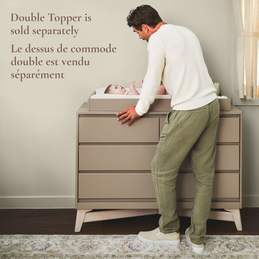 Commode 6 Tiroirs Pala -Taupe/Blanc Lavé-Little Seeds-LIS-CG011TPWS-CLÉMENT