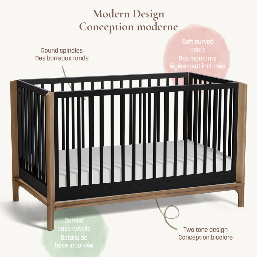 Couchette Convertible 4-en-1 Laurel - Noir/Noyer-Little Seeds-LIS-CR009SCBP-CLÉMENT
