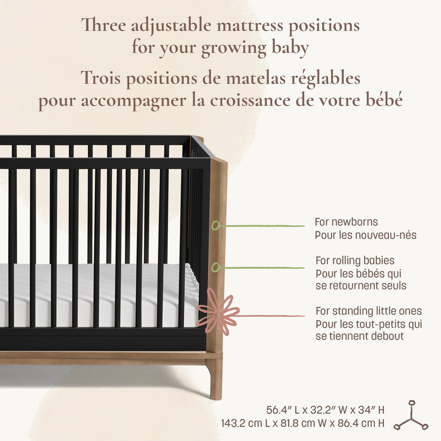 Couchette Convertible 4-en-1 Laurel - Noir/Noyer-Little Seeds-LIS-CR009SCBP-CLÉMENT