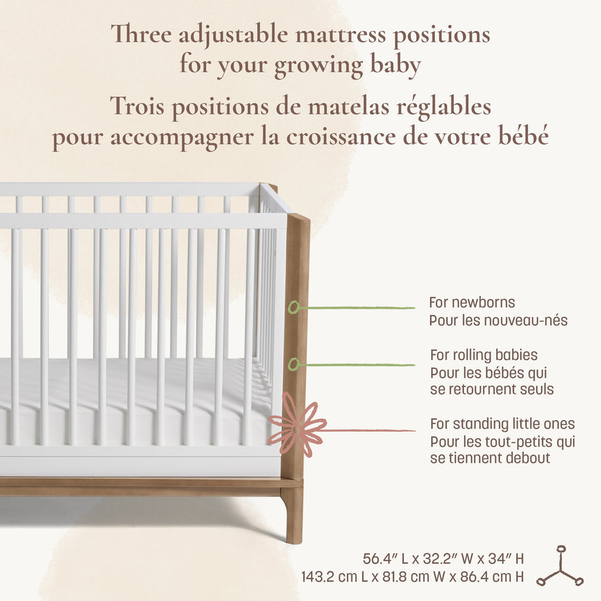 Couchette Convertible 4-en-1 Laurel - Blanc/Noyer-Little Seeds-LIS-CR009TPCS-CLÉMENT