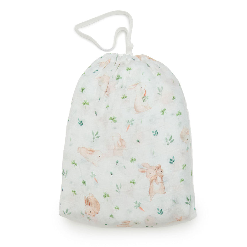 Drap Contour pour Lit de Bébé - Mousseline Bambou Lapins-Loulou Lollipop-LLP-CRIBBUNNY-CLÉMENT