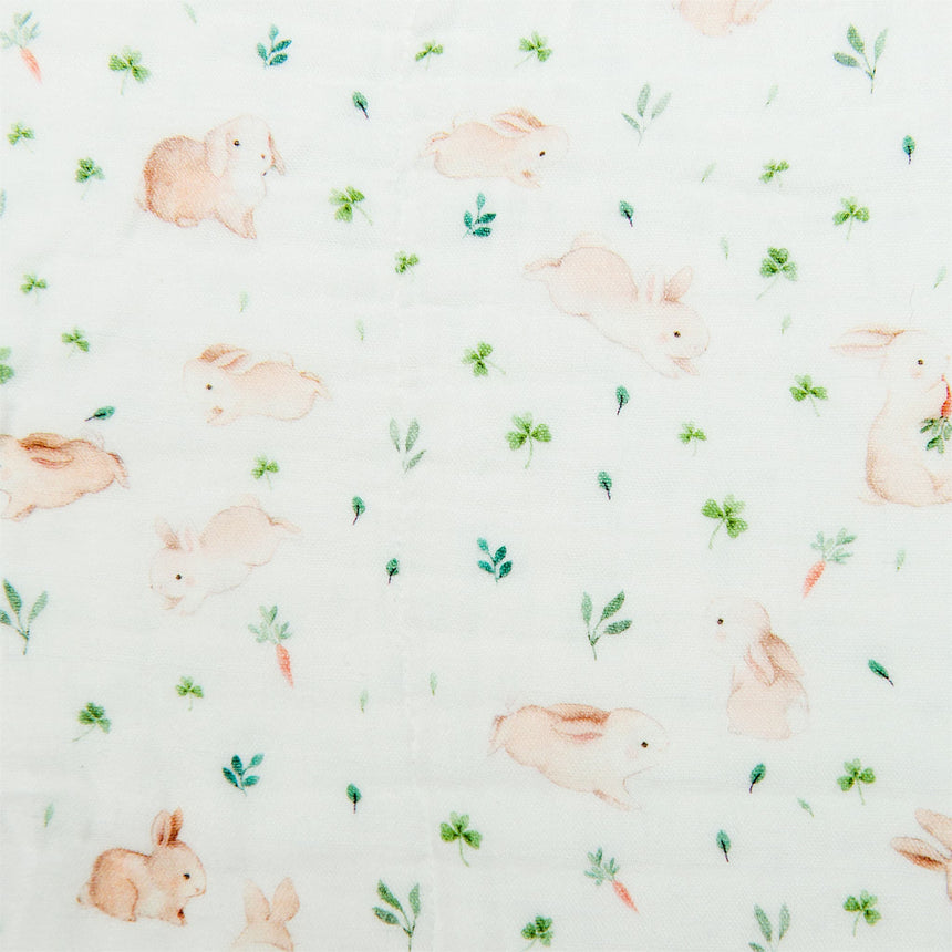 Drap Contour pour Lit de Bébé - Mousseline Bambou Lapins-Loulou Lollipop-LLP-CRIBBUNNY-CLÉMENT