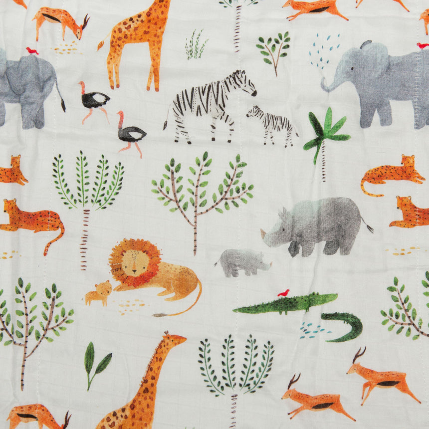 Drap Contour pour Lit de Bébé - Mousseline Bambou Safari-Loulou Lollipop-LLP-CRIBSAFARI-CLÉMENT