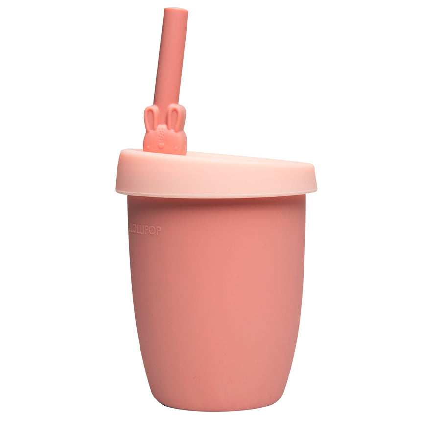 Gobelet en Silicone avec Couvercle et Paille - Lapin-Loulou Lollipop-LLP-TCUP-002-BPK-CLÉMENT