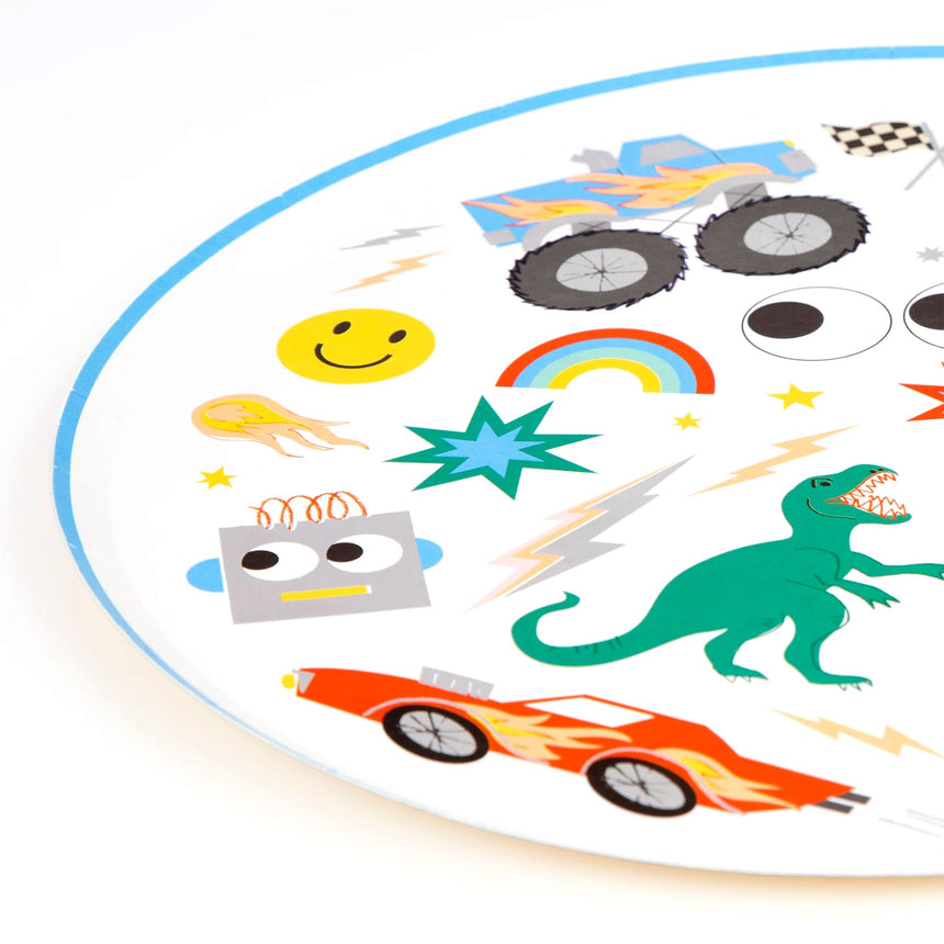 Assiettes de Carton (8) - Rétro Dinosaure-Meri Meri-MME-287340-CLÉMENT