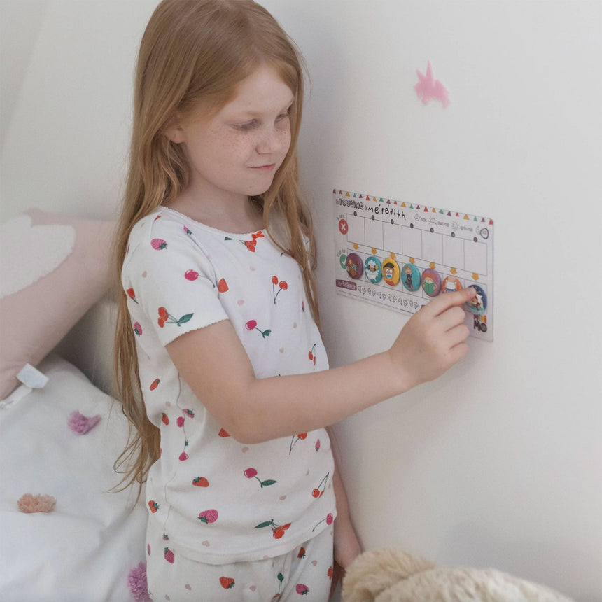 Calendrier Ma routine quotidienne – 25 aimants + 2 tableaux + 1 marqueur-Minimo-MMO-FRRQ-0025T-CLÉMENT