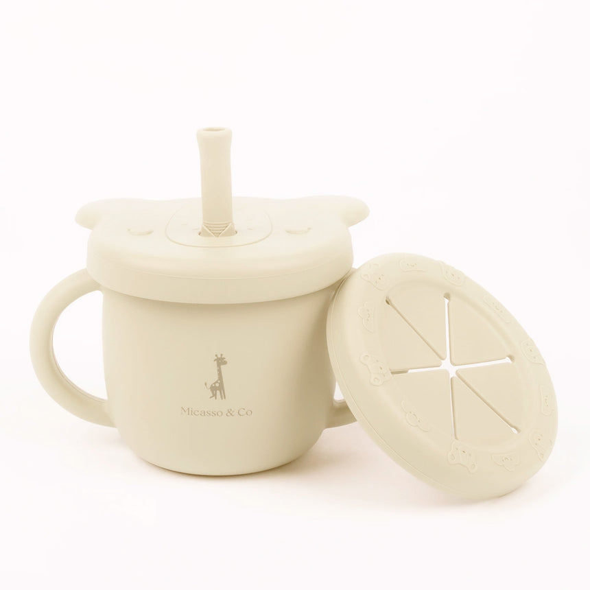 Tasse d'apprentissage 2-en-1 pour collation et liquide - Crème-Micasso-MSO-KECT06-BC-CLÉMENT
