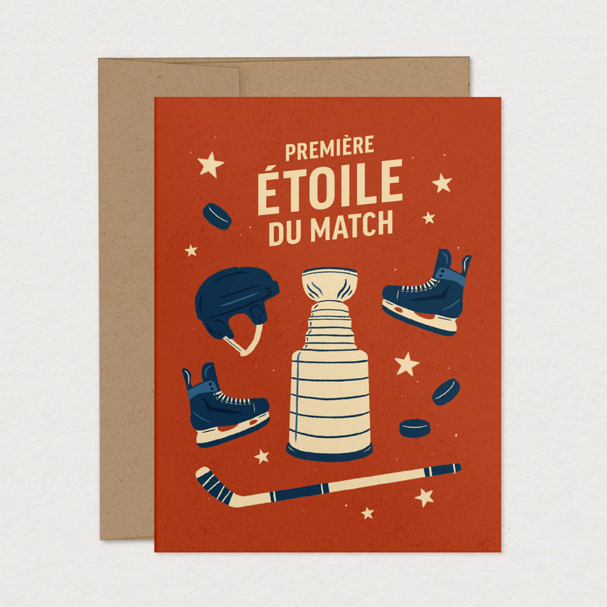 Carte de Souhait de Fête - Hockey-Mimosa Design-OSA-A21062-FR-CLÉMENT