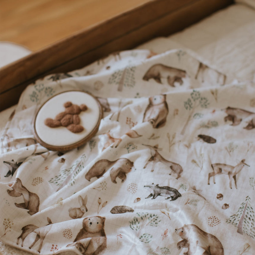 Petite Couverture Minky - Animaux de la Forêt-Veille sur Toi-VST-VSTCVBOISE-CLÉMENT
