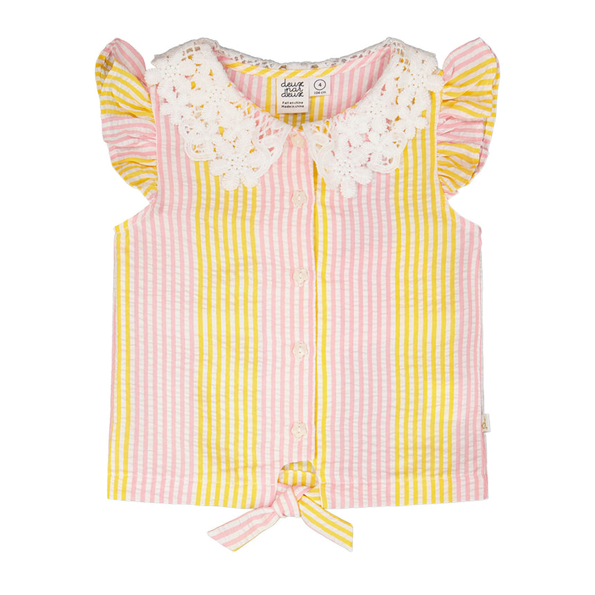 Blouse Marguerites 7-10ans-Deux par Deux-Rose-7-2X2-H30I15-137C-CLÉMENT