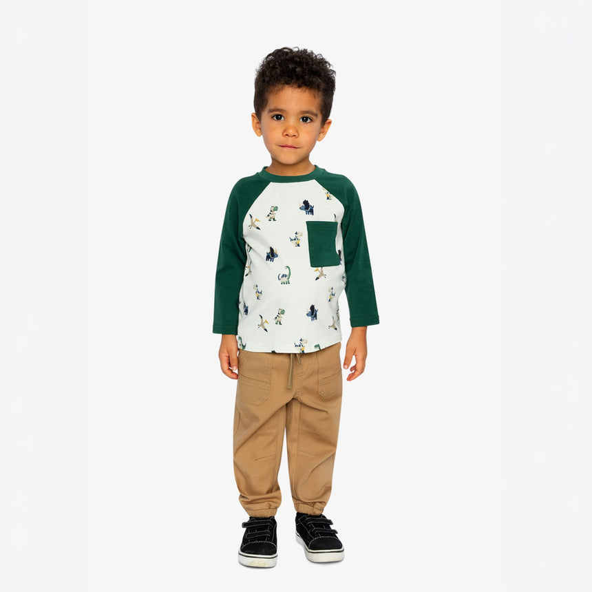 T-shirt Raglan Petit Dinos 3-6ans-Deux par Deux-2X2-J20T72-2J263-CLÉMENT