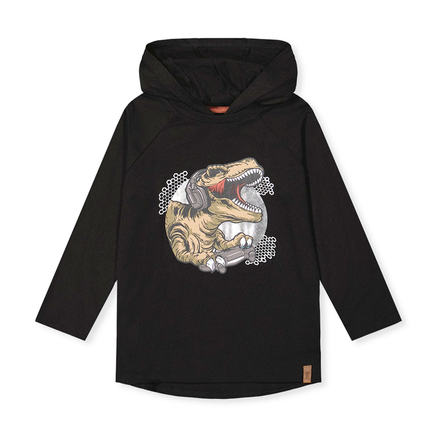 Tshirt Capuchon Dinos Boys7-10ans-Deux par Deux-Noir-7-2X2-J20U75-999C-CLÉMENT