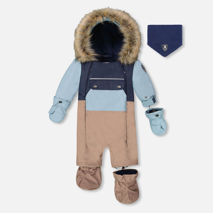 Habit de Neige Une Pièce Colorblock 6-30mois-Deux par Deux-Brun-6 m-2X3-H10PBB75-907-CLÉMENT