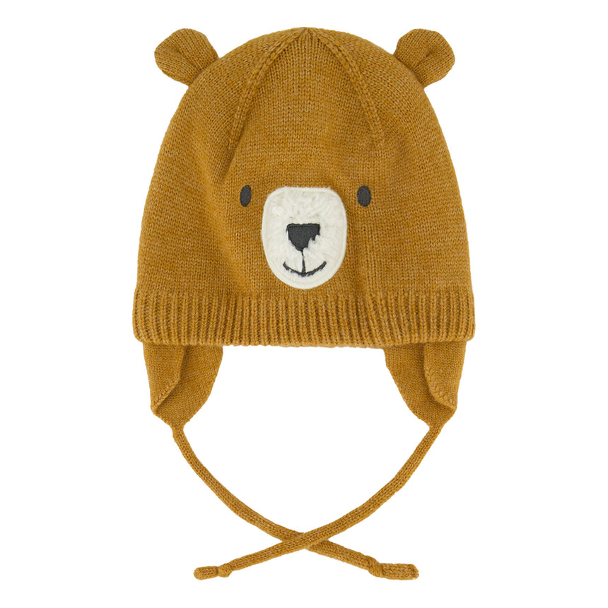 Tuque Tricot Ours Brun 3-36m-Deux par Deux-Ocre-3-6 m-2X3-J10ZA04-1740-CLÉMENT