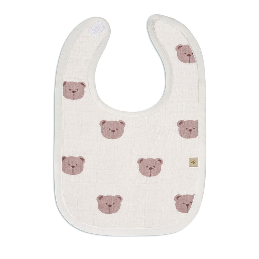 Bavoirs en Mousseline (3) - Ours Rose-Piccolo Bambino-ABN-PBF06M99E3PK-CLÉMENT